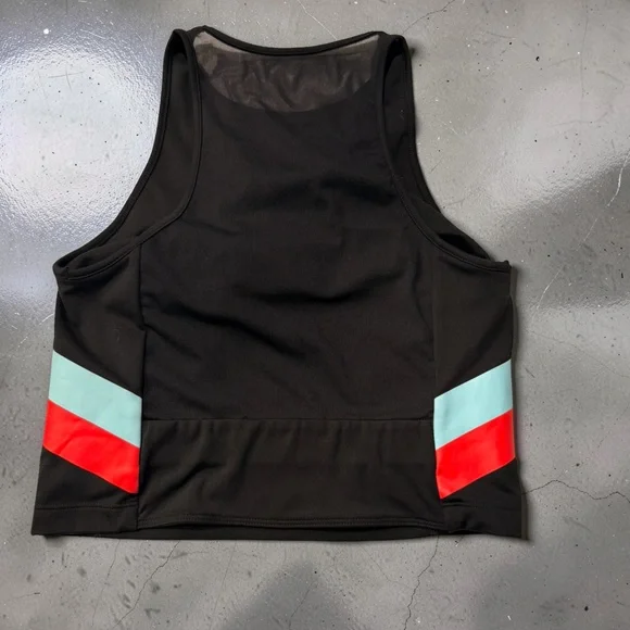 Nike Dri-Fit Longline Crop Sports Bra Black Colorblock Mesh Inset Size S Active - Picture 2 of 7